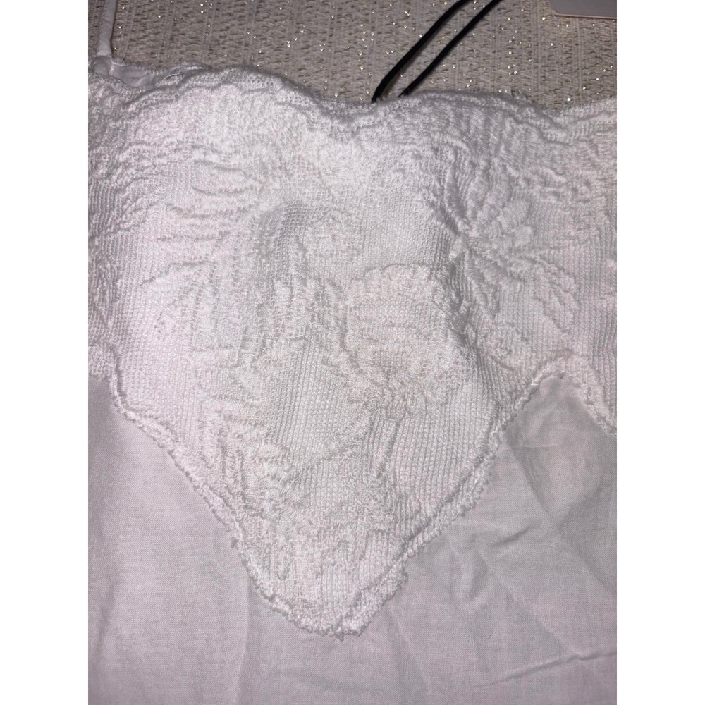 Zara Linen Midi Dress medium White New Embroidered Scallop Spaghetti Strap - Picture 9 of 16